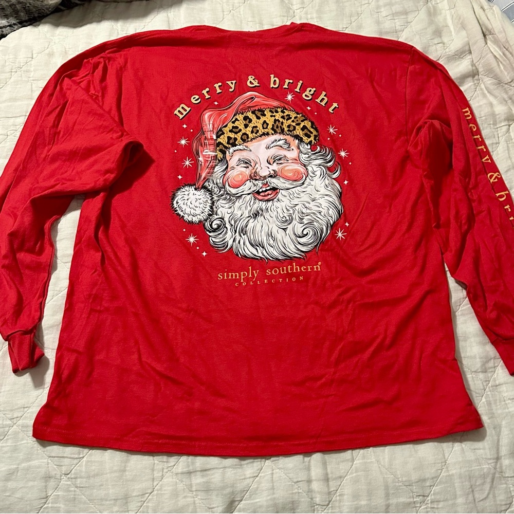 Simply Southern Red Santa Long Sleeve Shirt XXL